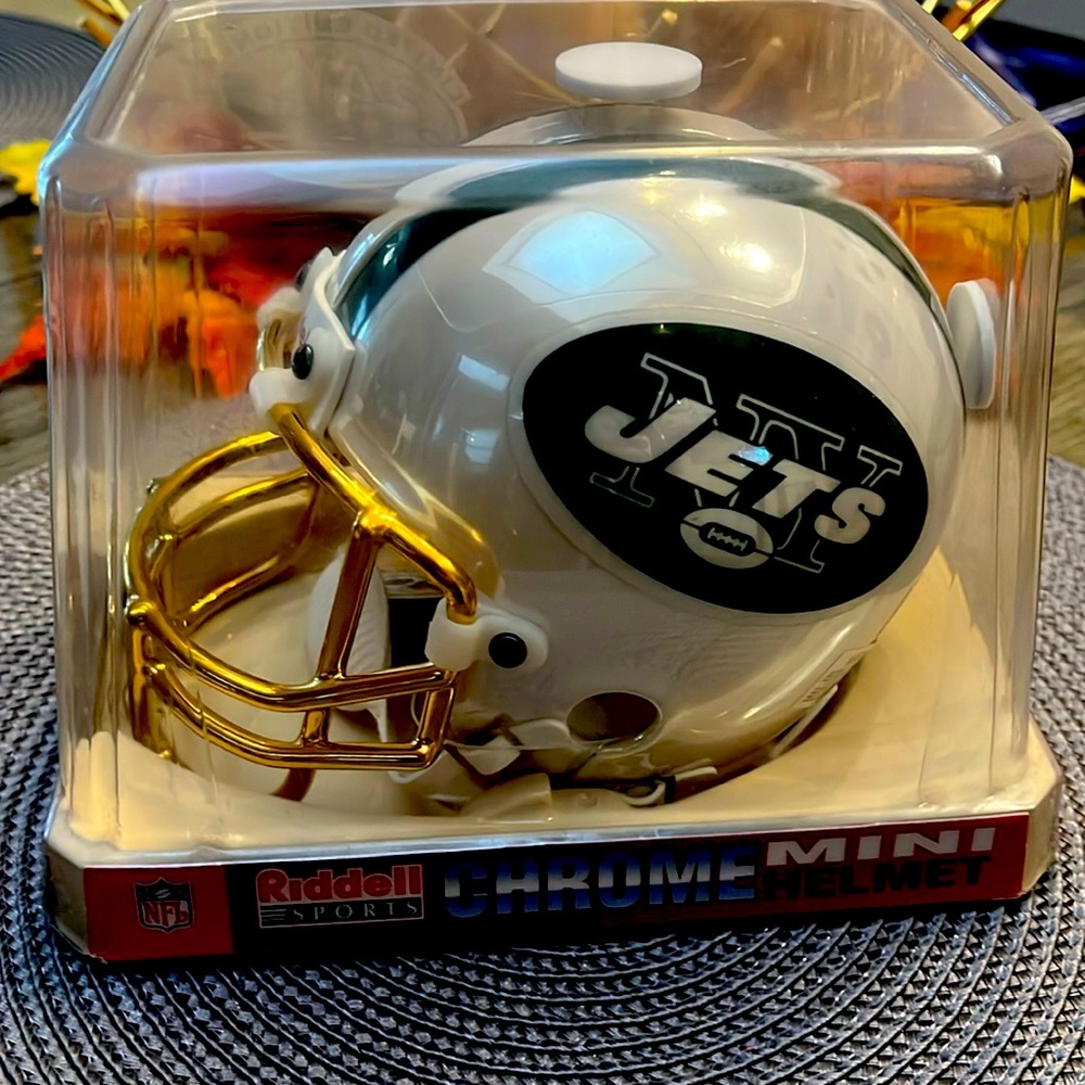 LIMITED EDITION NY JETS RIDDELL CHROME MINI HELMET